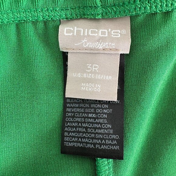 Chicos Travelers Pants Size 3 US 16 18 Green Slinky Pull On Elastic Straight Leg - Picture 4 of 8
